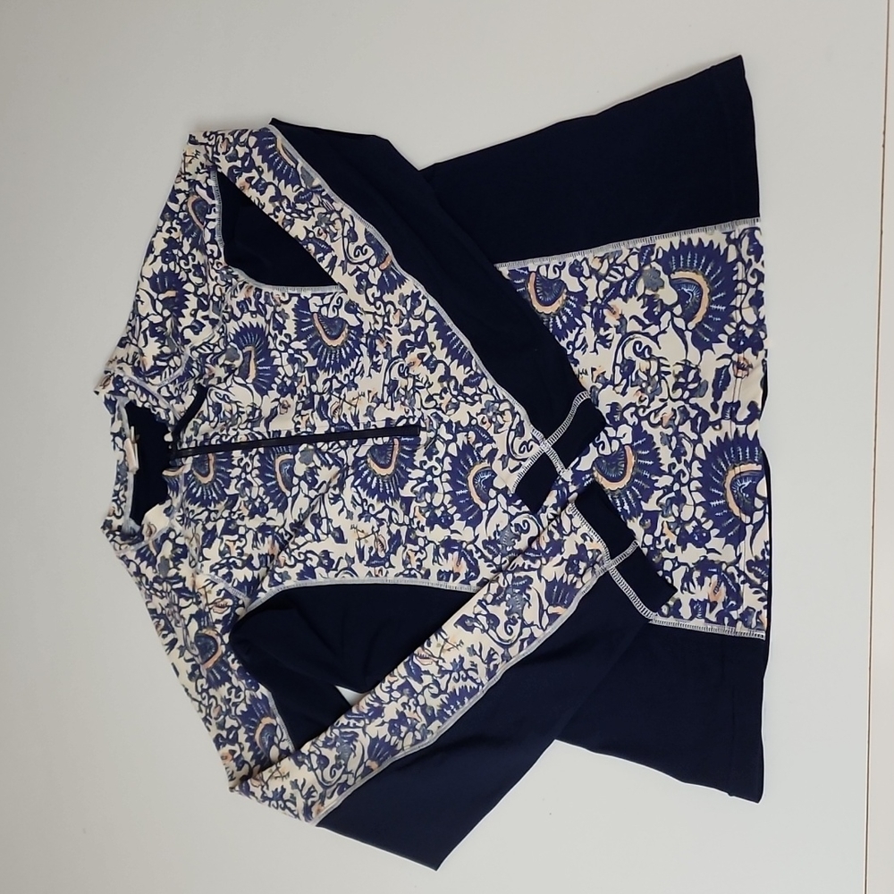 Tory Burch Feather Fan design rash guard/ swimsuit cover size NWOT